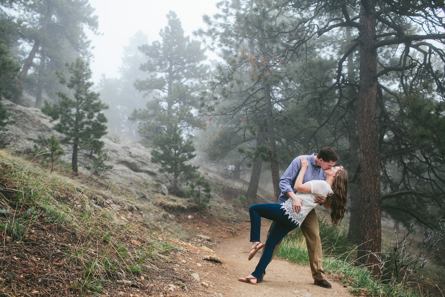 Foggy Evergreen Engagement 